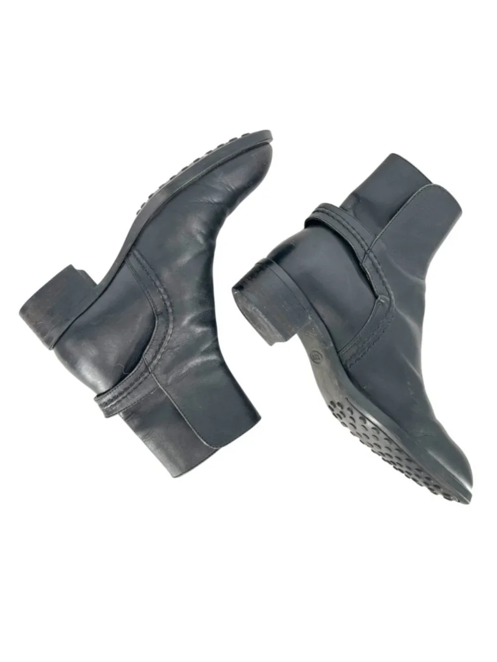 Tods Black Leather Chelsea Ankle Boots With Buckle Detail Size 34 EU Size 4 US